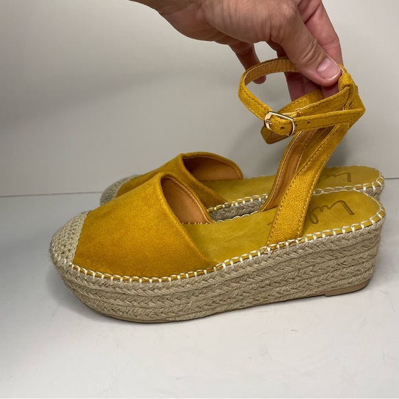 Lulus Janelle Marigold Suede Flatform Espadrilles size 6.5 - Picture 3 of 8